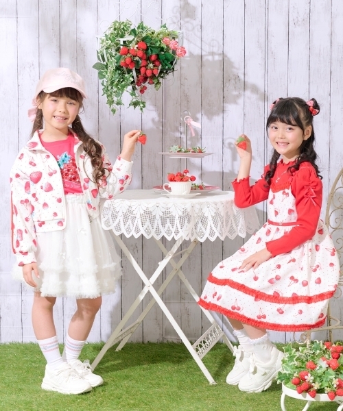 mezzo piano ワンピース イチゴチェリードット柄 キャミワンピース