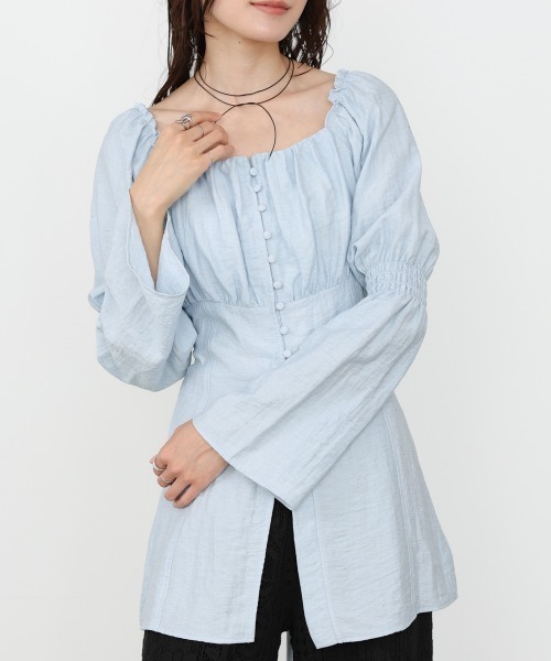 BAB（バブ） tシャツ チェック前開きビスチェ風チュニック レディース
