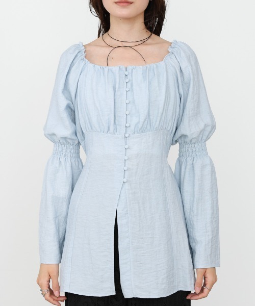 BAB（バブ） tシャツ チェック前開きビスチェ風チュニック レディース