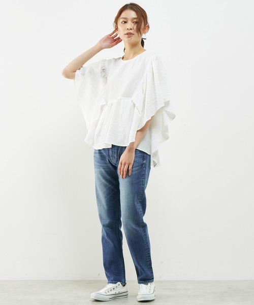 「MELROSE claire」 半袖ブラウス FREE ブルーグリーン レディース_画像4