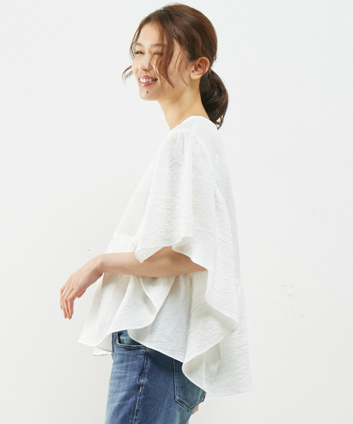 「MELROSE claire」 半袖ブラウス FREE ブルーグリーン レディース_画像6