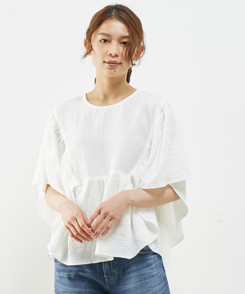 「MELROSE claire」 半袖ブラウス FREE ブルーグリーン レディース_画像8