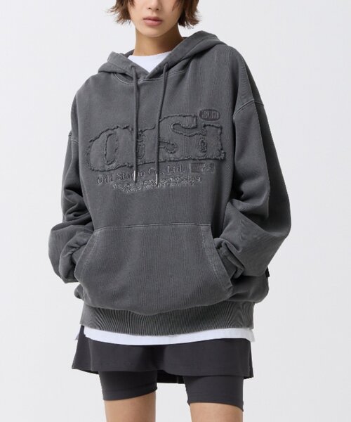 「ODD STUDIO」 プルオーバーパーカー LARGE ネイビー レディース_画像3