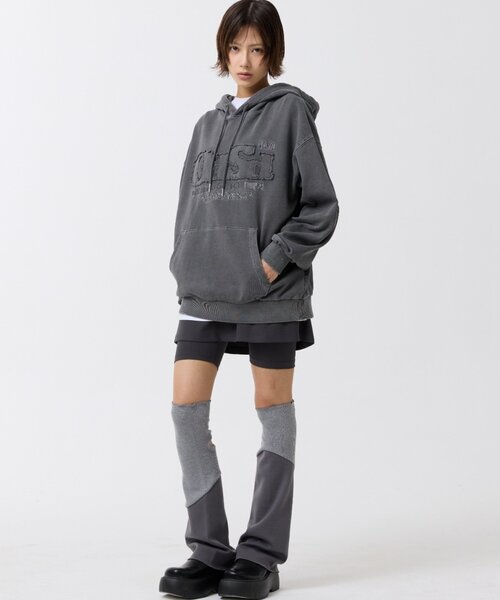 「ODD STUDIO」 プルオーバーパーカー LARGE ネイビー レディース_画像6
