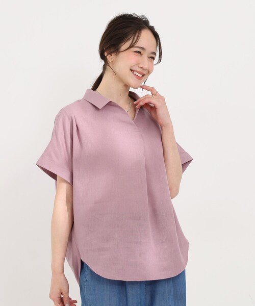 SHOO・LA・RUE（シューラルー） リネンシャツ ブラウス シャツ 半袖