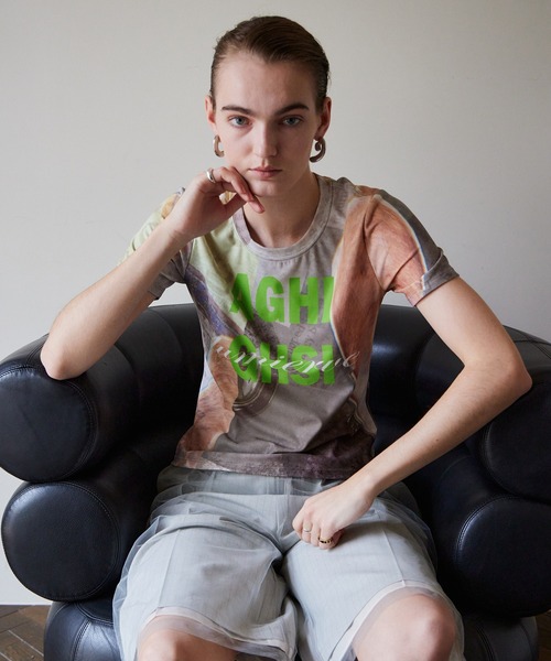 トップス Mesh Print Compact T-Shirt MAISON SPECIAL（メゾンスペシャル） tシャツ 半袖 Mesh Print Compact