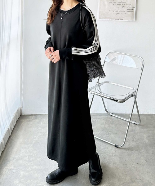 「GeeRA」 長袖ワンピース LARGE ブラック レディース_画像5