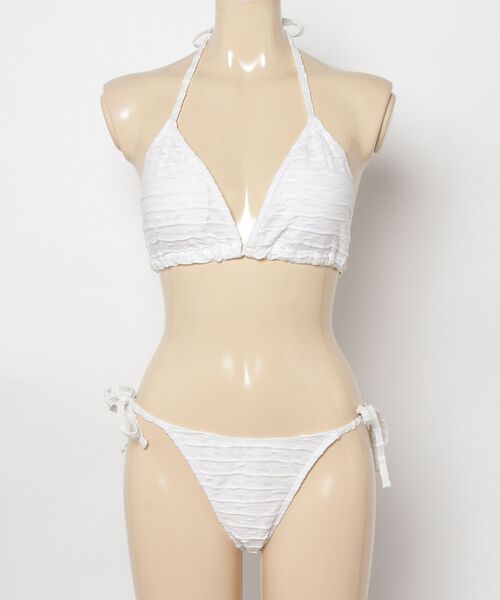 Swankiss ホワイトレース パール付き 水着 gossip!ロサンゼルス 水着 Y2K 総レース 体型カバー 水着 ビキニ