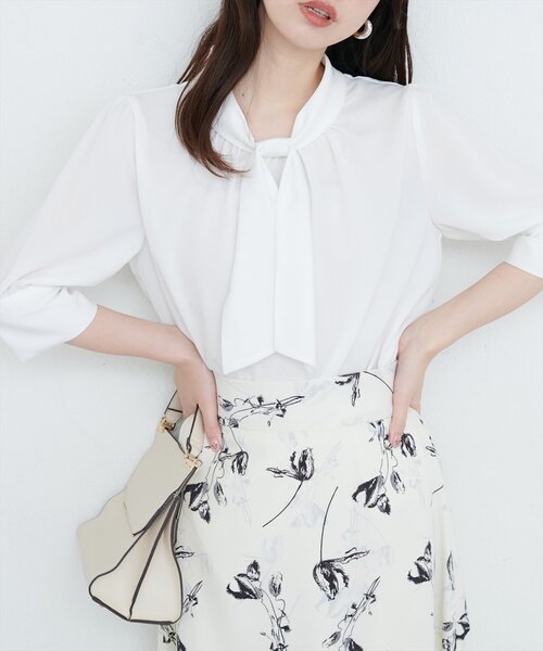 「natural couture」 半袖ブラウス FREE ネイビー レディース_画像4