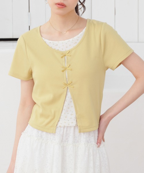 Honeys（ハニーズ） tシャツ 半袖 リボンレイヤードトップス