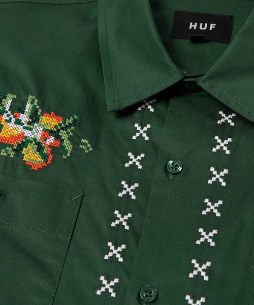 「HUF」 半袖シャツ SMALL ダークグリーン メンズ_画像2