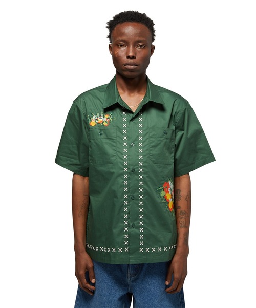 「HUF」 半袖シャツ SMALL ダークグリーン メンズ_画像4