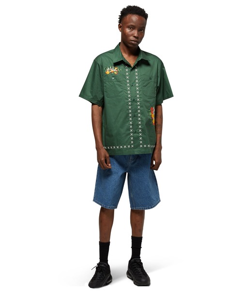 「HUF」 半袖シャツ SMALL ダークグリーン メンズ_画像5