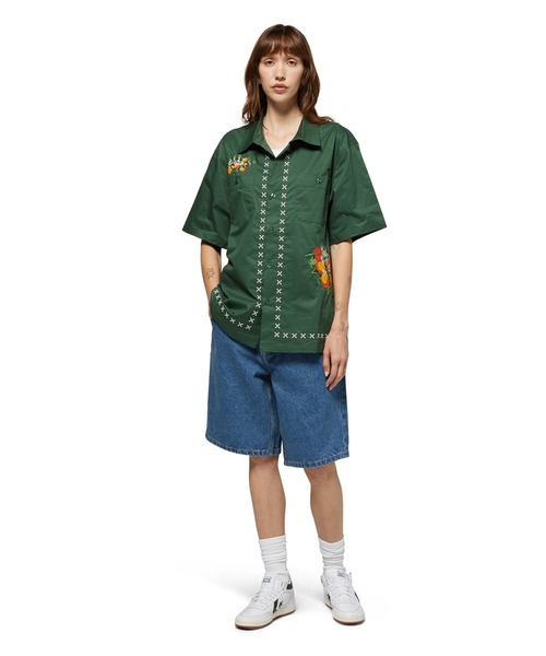「HUF」 半袖シャツ SMALL ダークグリーン メンズ_画像6