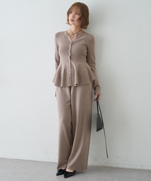 Whim Gazette ベージュ ワイドパンツ 36 Whim Gazette（ウィム ガゼット） ワイドパンツ パンツ ニットカーブ