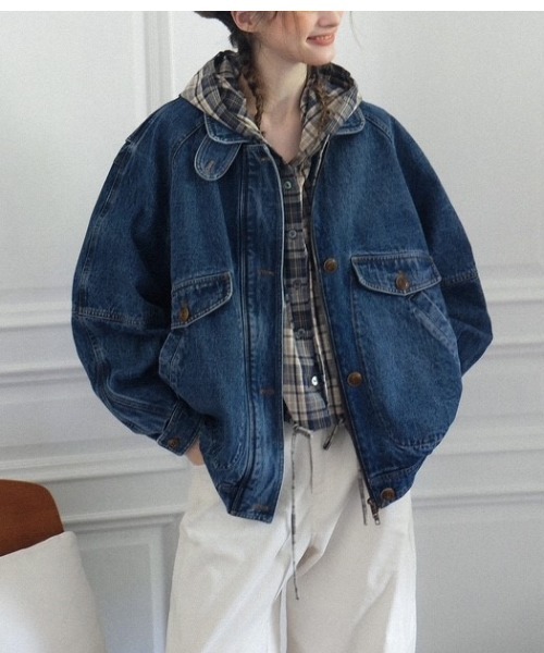 「Dream garden」 デニムジャケット MEDIUM ブルー レディース_画像7