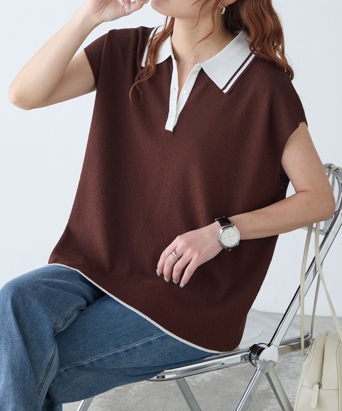 BONLECILL（ボンルシール） ポロシャツ ポロ 配色 フレンチスリーブ