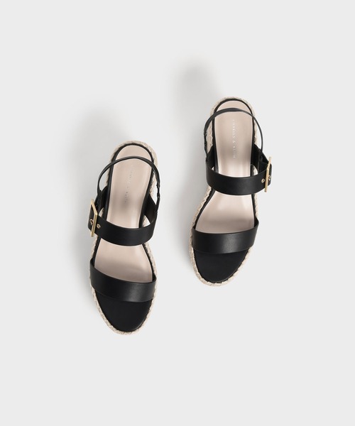 靴 Charles&Keith Buckled Espadrille Wedges CHARLES ＆ KEITH サンダル バックル エスパドリーユ ウェッジ