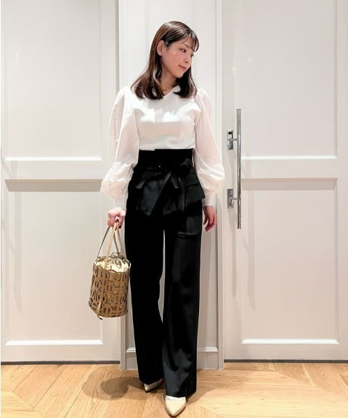allureville パンツ スラックス ピンストライプワイドパンツ