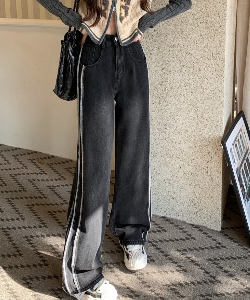 dIgawel サイドライン ディガウェル　ワイド　デニムパンツ Wide straight jeans – DIGAWEL ONLINE STORE