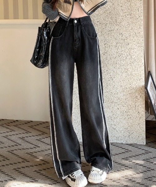 dIgawel サイドライン ディガウェル　ワイド　デニムパンツ DIGAWEL/ディガウェル】Wide straight jeans（デニムパンツ