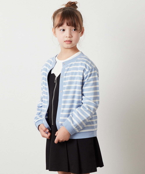 a.v.v カーディガン 「100-130」ボーダー柄カーディガン キッズ