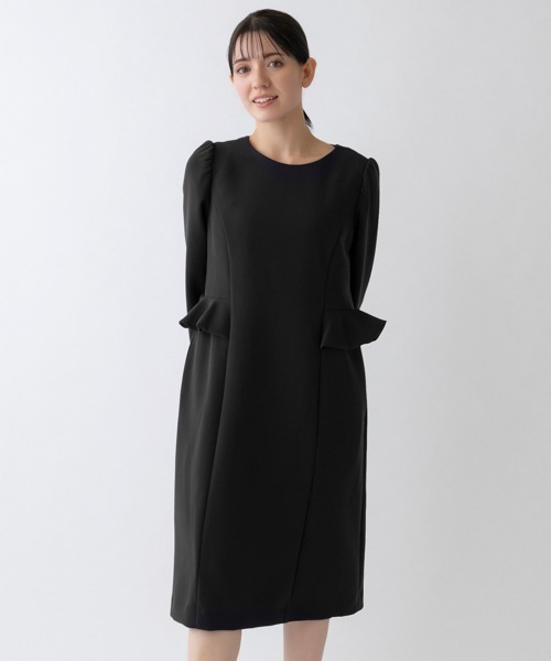 【SONO/ソーノ】フリルタックワンピース　ネイビー Sono ワンピース 「SONO NAVY」ラッフルフリル レディワンピース