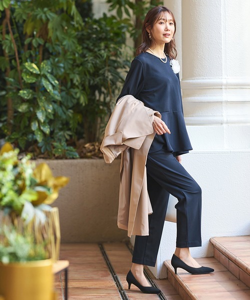 Honeys スラックス パンツ しわになりにくいストレッチ