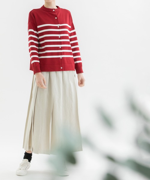 美品 ノップドゥノッド リネンコットン デニムプリーツスカート M セール 50%OFF】ノップドゥノッド nop de nod リネンコットン