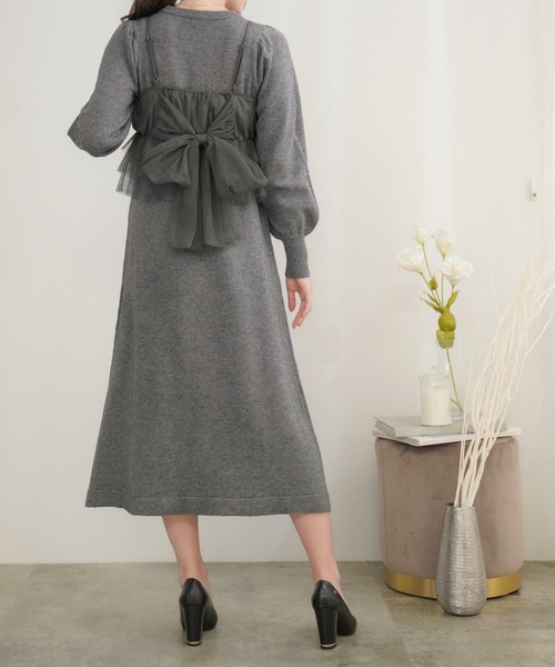 美品◆ファビアナフィリッピ　チュール　ニット　ワンピース le reve vaniller（ル レーヴ ヴァニレ） ワンピース チュールビスチェ