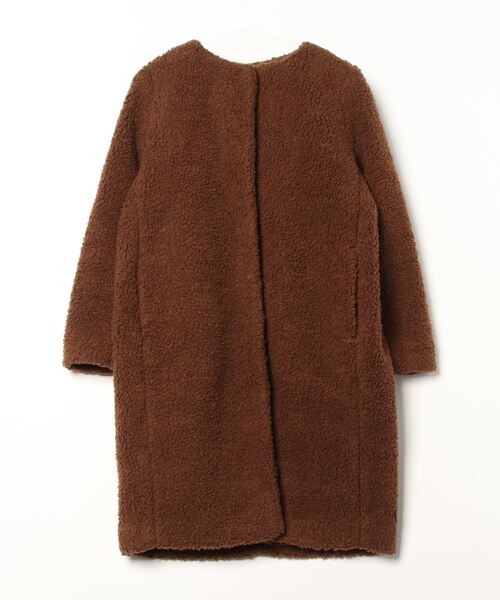 新品】DOORS ノーカラーウールコート red brown