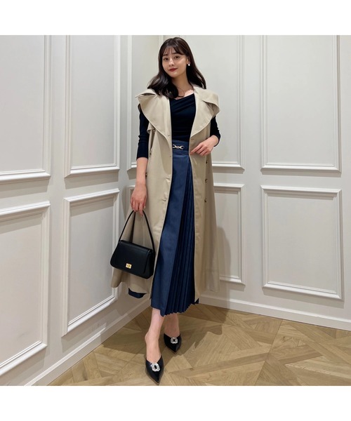 Her lip to スカート Pleated Denim-Effect Bit Skirt