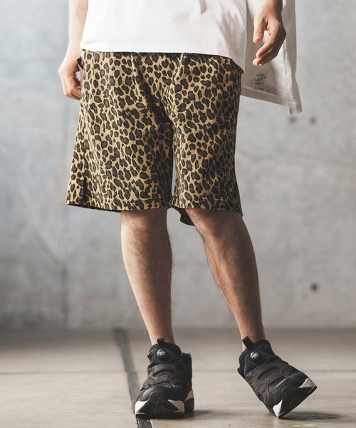 GLIMCLAP ハーフパンツ パンツ mp12351- Leopard pattern twill fabric