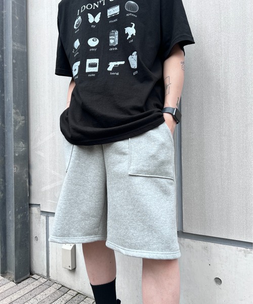 スウェットパンツ ジャージ ワイドスウェットハーフパンツ レディース