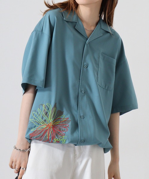 ATELANE シャツ アソート刺繍開襟S/Sシャツ メンズ レディース