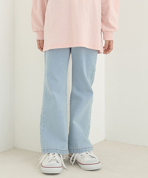 パンツ きれいシルエットしっかりストレッチフレアデニムパンツ