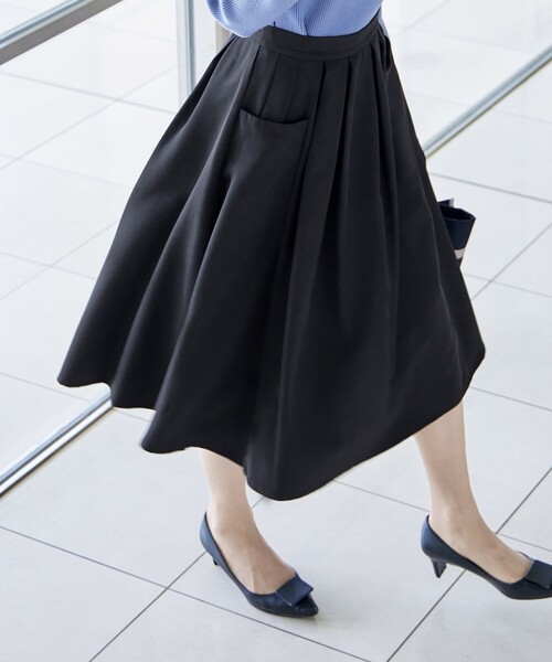 モラビトブラン ☆ コットン混 総柄 フレア スカート 38 ポケット有 skftsa6102.jpg