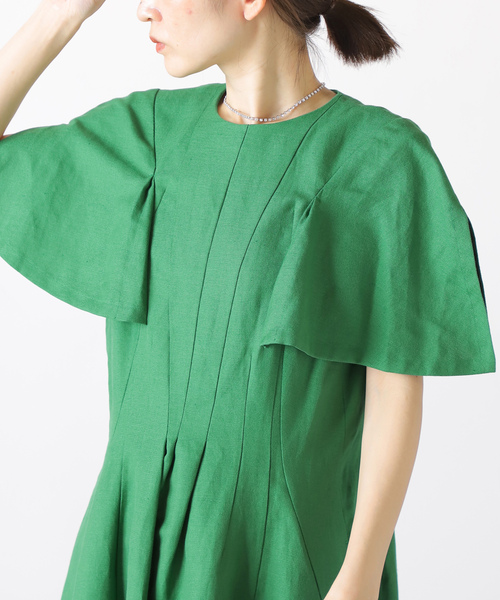 VERMEIL par iena」 半袖ワンピース 38 グリーン レディース 
