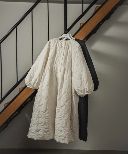 I_am アウター boa quilting volume flare long coat / ボア 