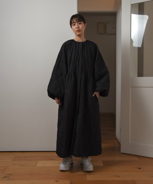 I_am アウター boa quilting volume flare long coat / ボア 