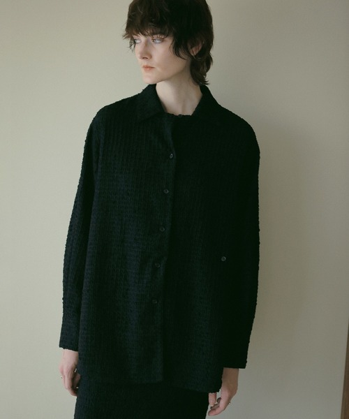 MANOF（マノフ） ブラウス シャツ SHIRRING LACE SHIRTS レディース