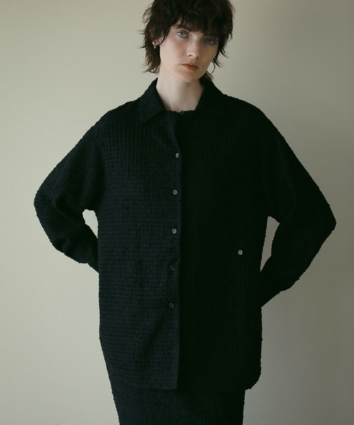 シャツ+ブラウス(長袖+七分) MYNE SHEER SHIRT/BLACK BEAUTY&YOUTH UNITED ARROWS - MYNE SHEER SHIRT/BLACKの通販 by
