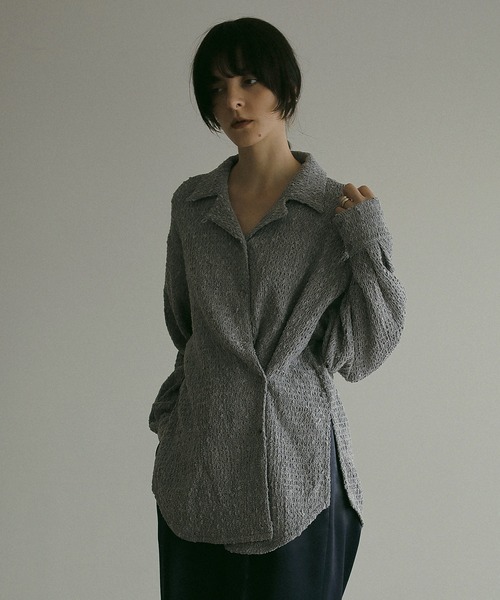 MANOF レースカラーシャツ ブラック MANOF（マノフ）の「LACE COLLAR SHIRT（シャツ/ブラウス）」 - WEAR