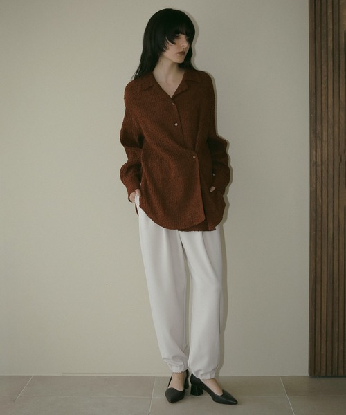 MANOF（マノフ） ブラウス シャツ SHIRRING LACE SHIRTS レディース
