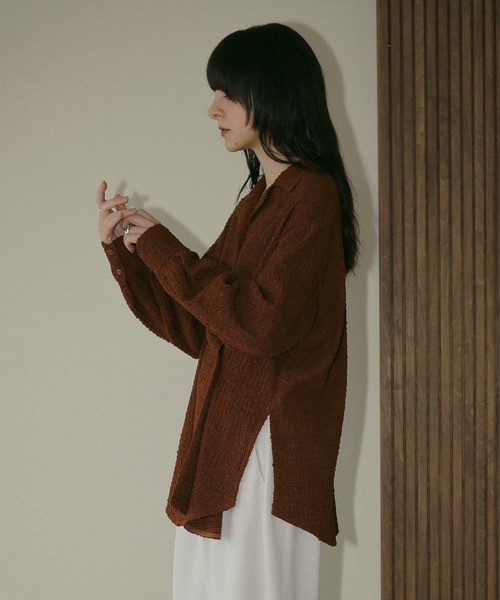 MANOF（マノフ） ブラウス シャツ SHIRRING LACE SHIRTS レディース