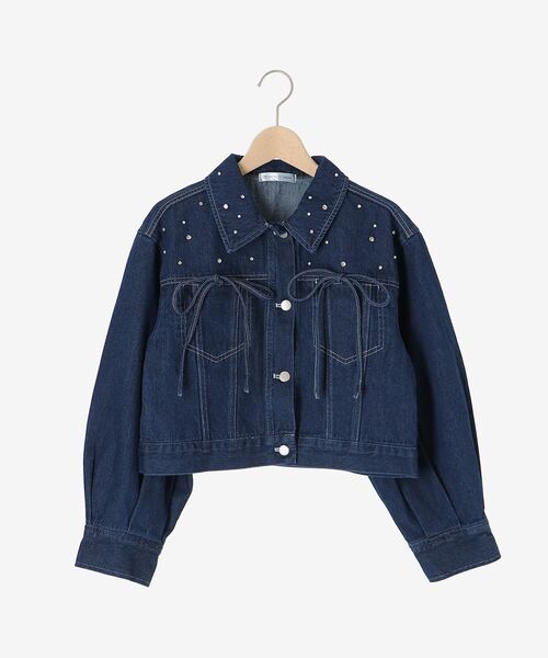 売れ筋商品お見逃しなく MAJESTIC LEGON デニムジャケット gジャン ビジューリボンG ジャケット・アウター