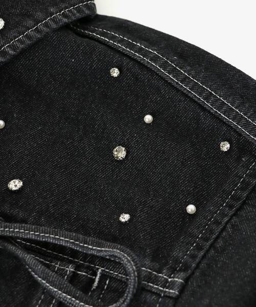 リボン付きデニムジャケット　Ｇジャン MAJESTIC LEGON デニムジャケット gジャン ビジューリボンG
