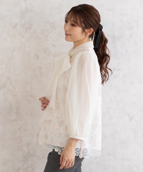 Rose Tiara（ローズティアラ） ブラウス シャツ オーガンジー刺繍
