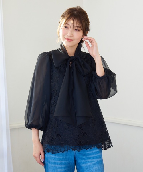 19,800円　ローズティアラ　チェリー×デイジーブラウス　ブラック　42 19,800円 ローズティアラ チェリー×デイジーブラウス ブラック