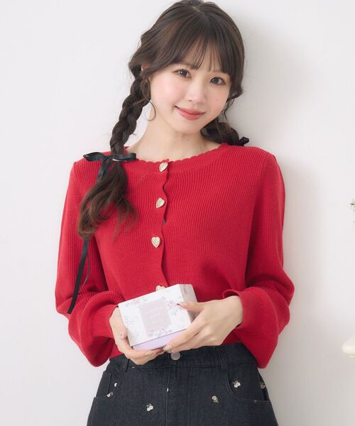nページ♡⃜ Emsexcite ニット セーター ハート釦NTカーデ レディース